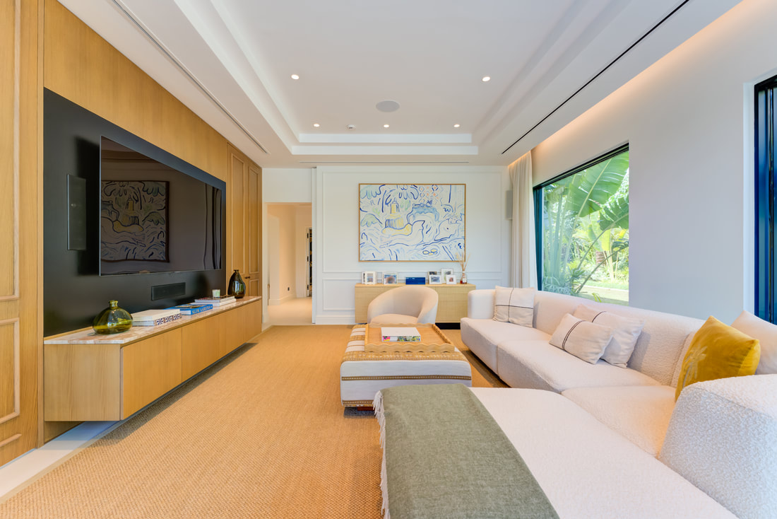 Bright open-plan family living space designed for a Dubai villa renovation